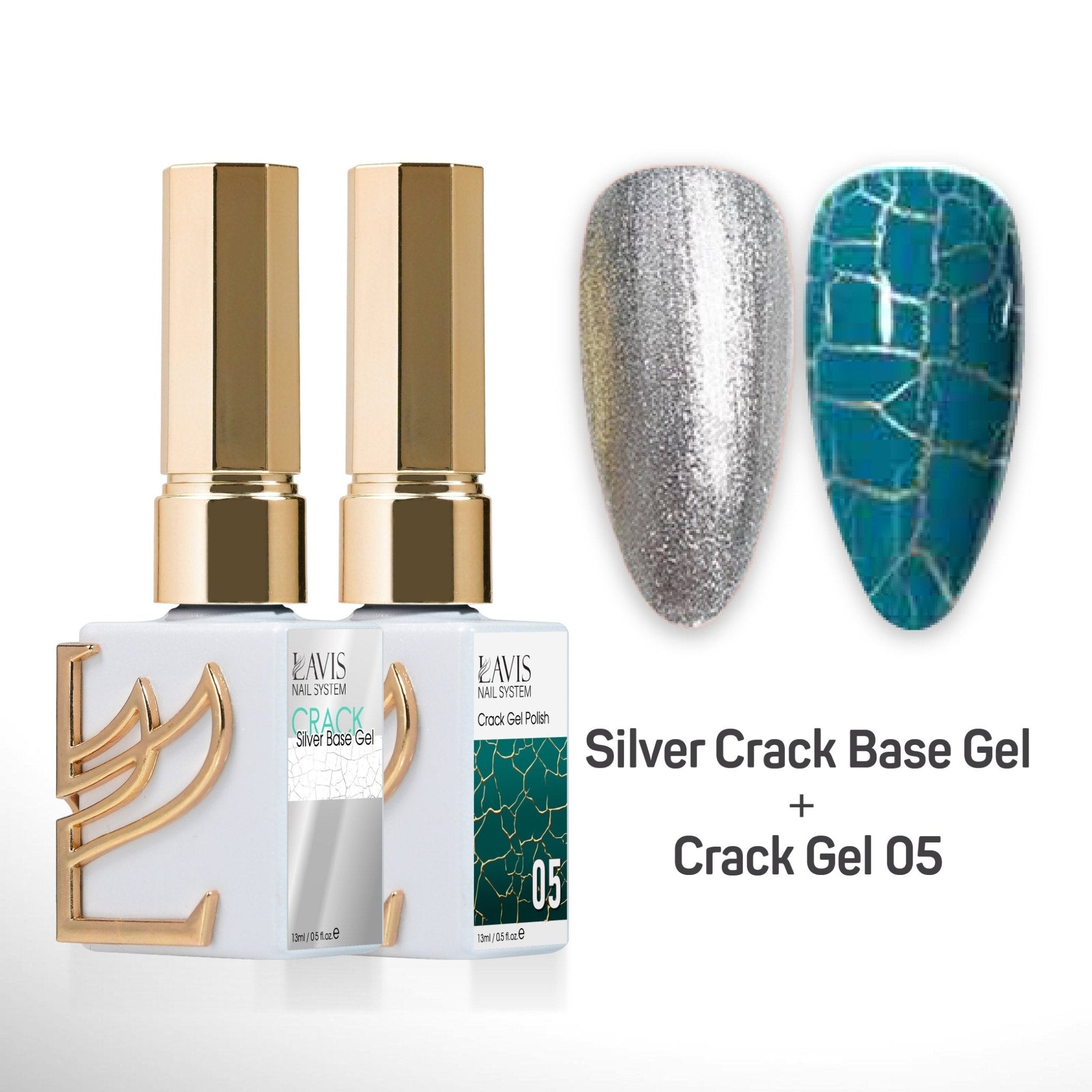 LAVIS Crack Gel 05 + Silver Crack Base Gel - 0.5 oz - DTK Nail Supply