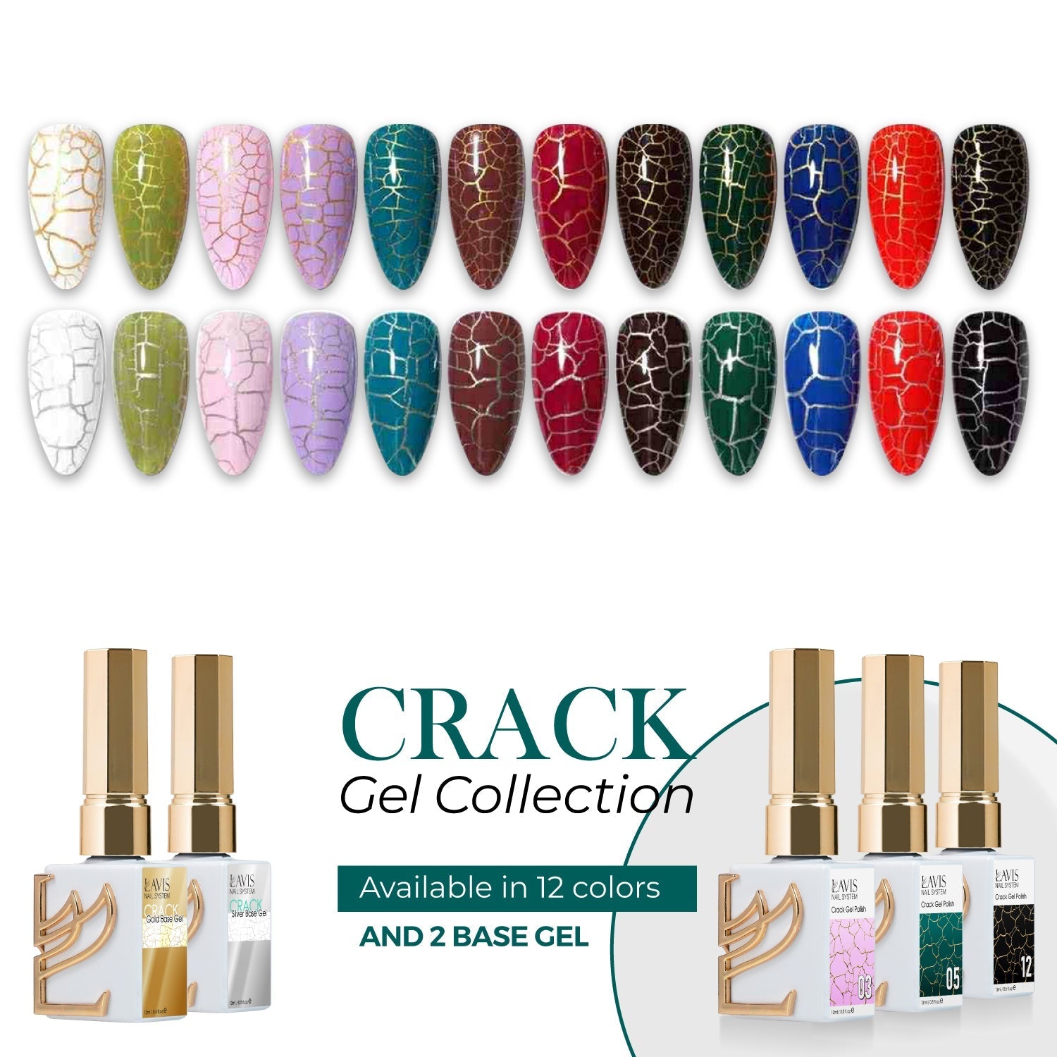LAVIS Crack Gel 05 + Silver Crack Base Gel - 0.5 oz - DTK Nail Supply