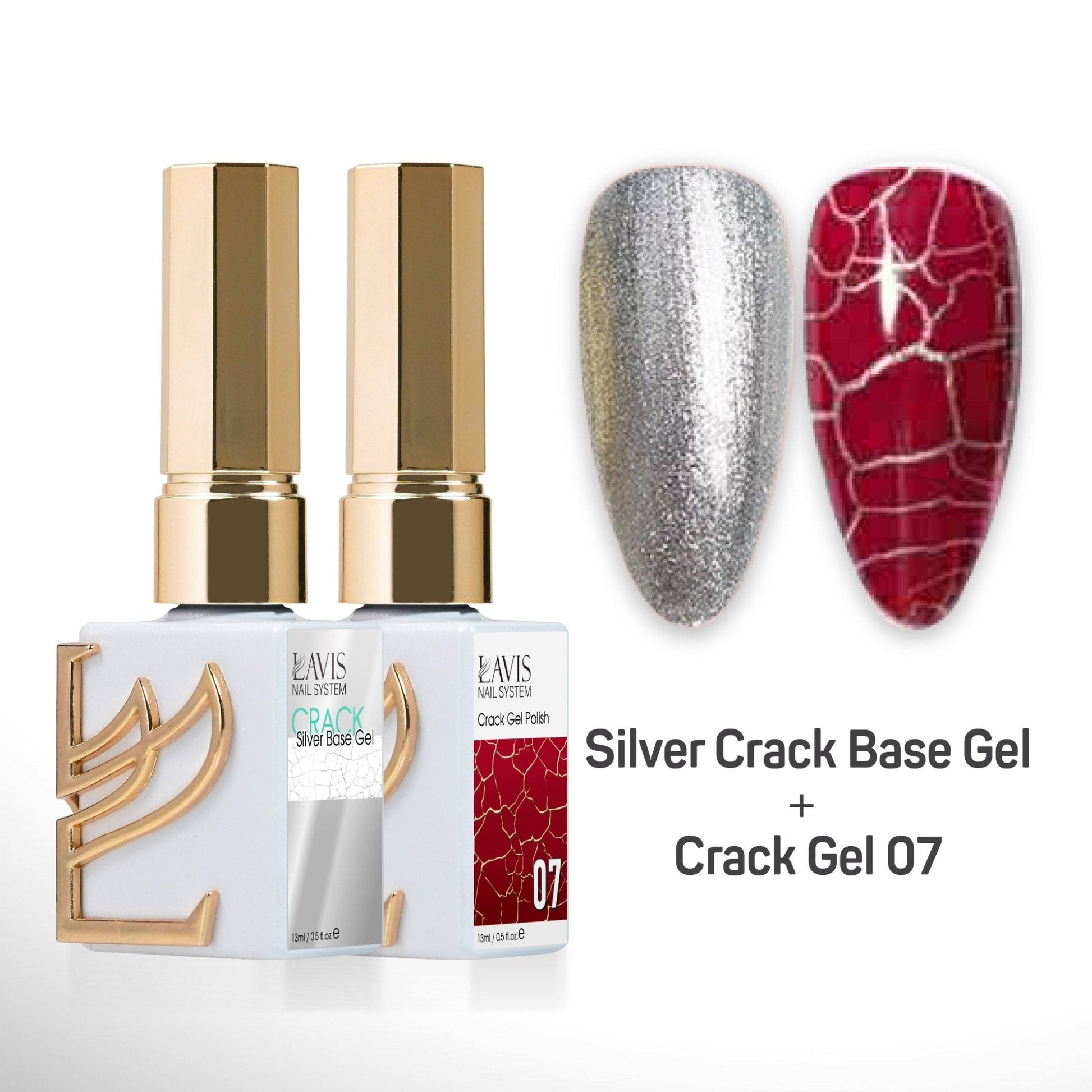 LAVIS Crack Gel 07 + Silver Crack Base Gel - 0.5 oz - DTK Nail Supply