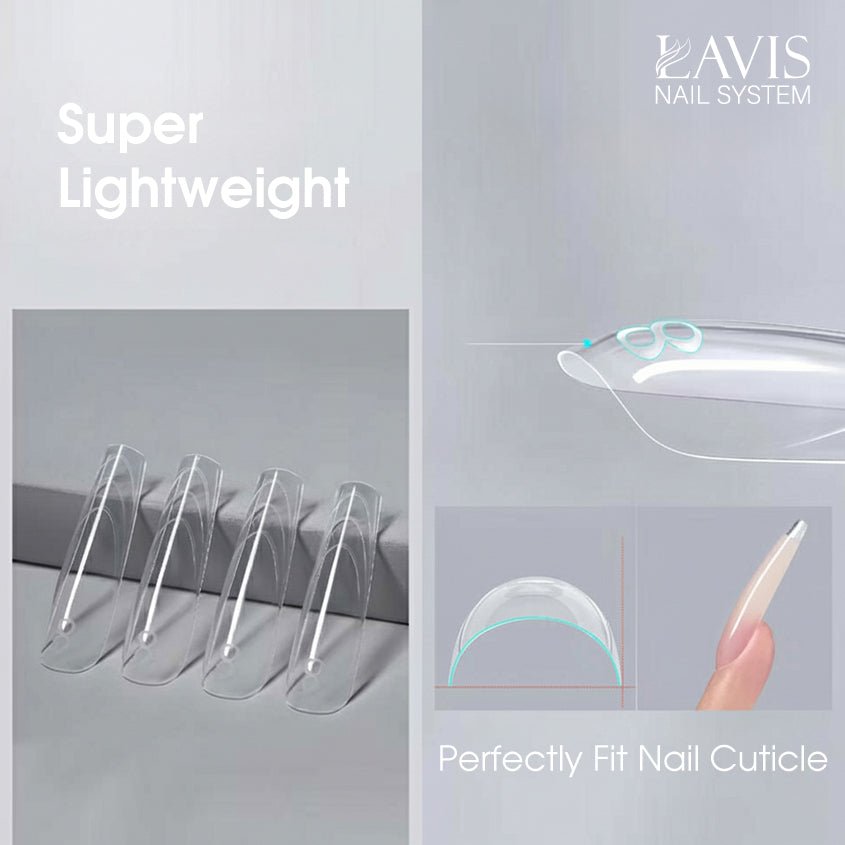 LAVIS - Dual Form Tips Taye Part 3 - Almond & Square Clear - DTK Nail Supply