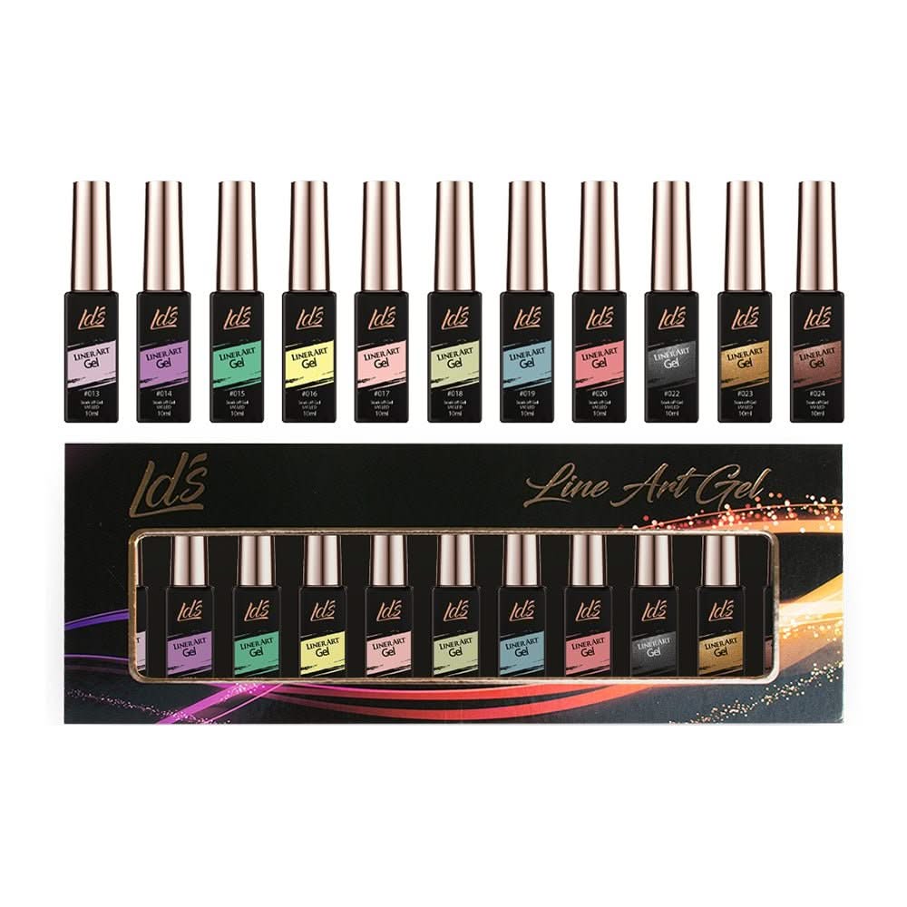 LDS Gel Polish Nail Art Liner Set (12 colors): 13 - 24 (ver 2) - DTK Nail Supply