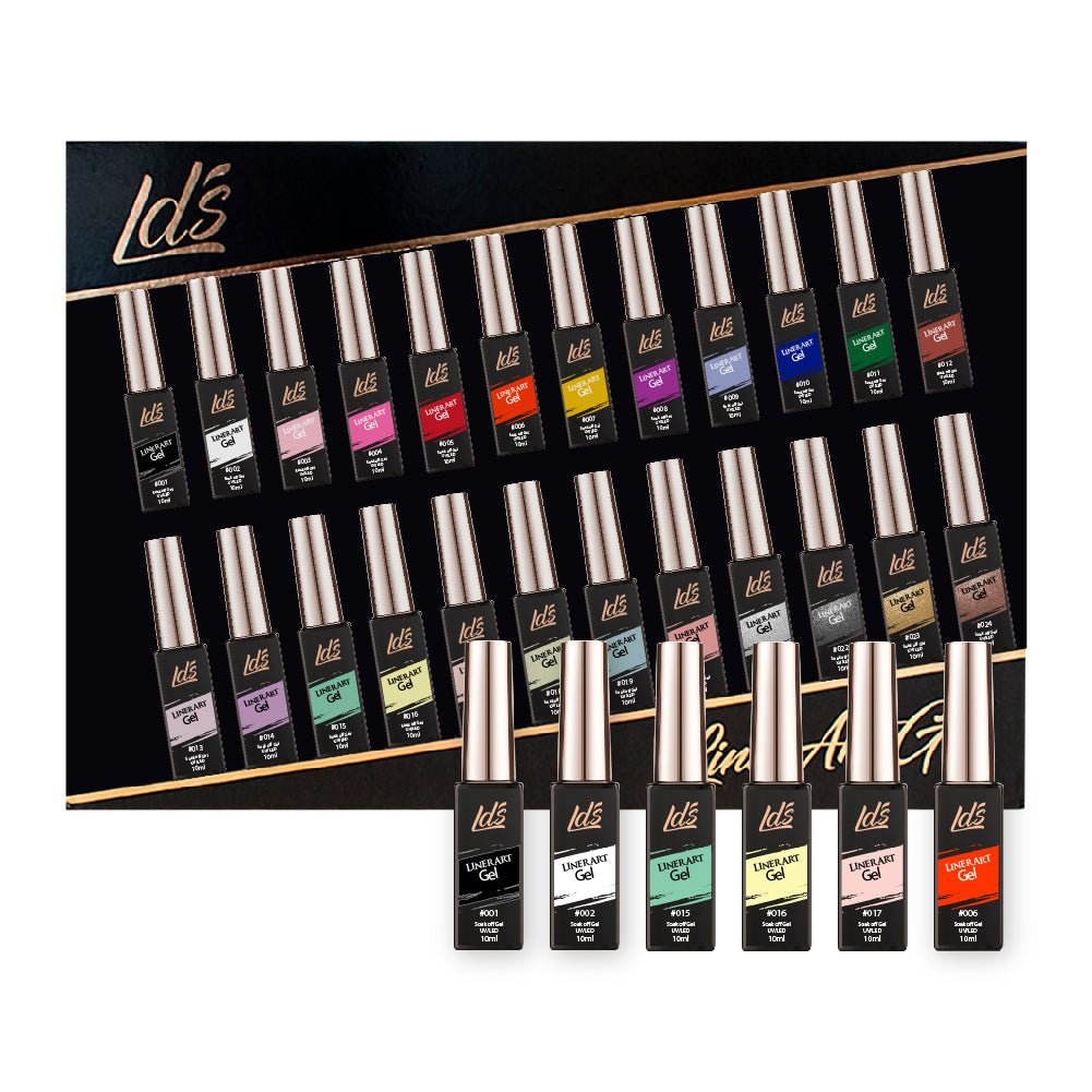 LDS Gel Polish Nail Art Liner Set (24 colors): 01 - 24 (ver 2) - DTK Nail Supply