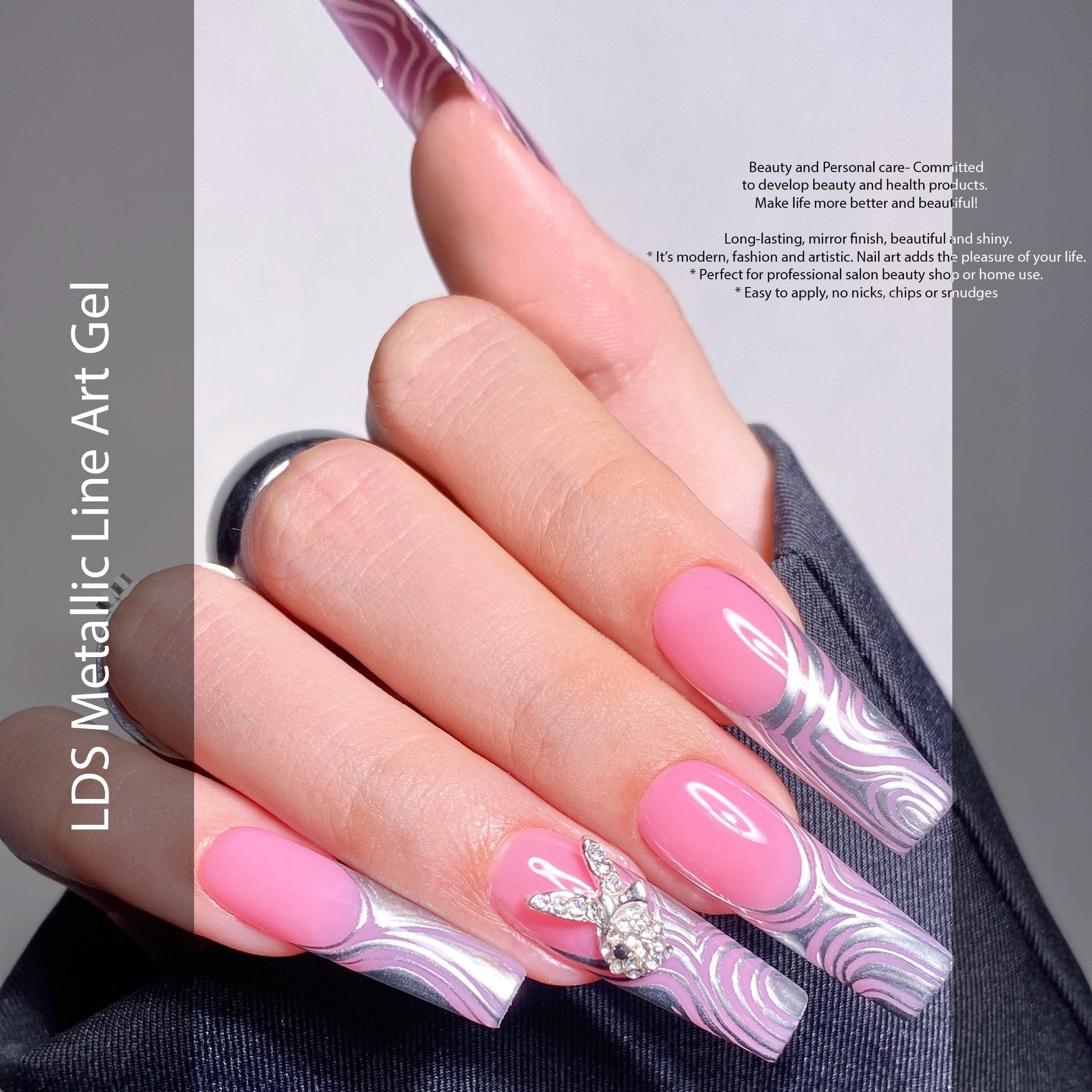 LDS Metallic Line Art Gel - Chrome Silver UV/LED - DTK Nail Supply