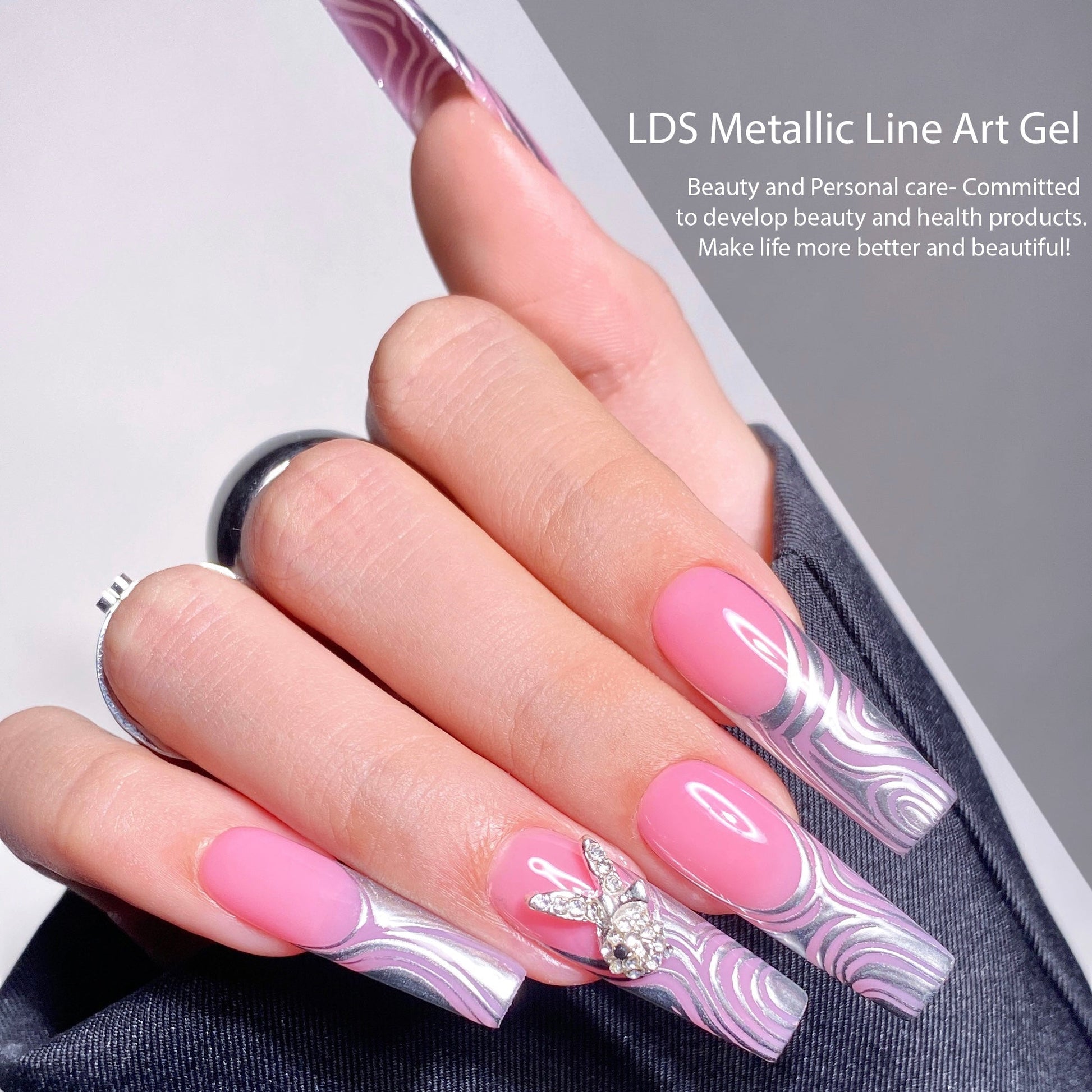 LDS Metallic Line Art Gel - Chrome Silver UV/LED - DTK Nail Supply