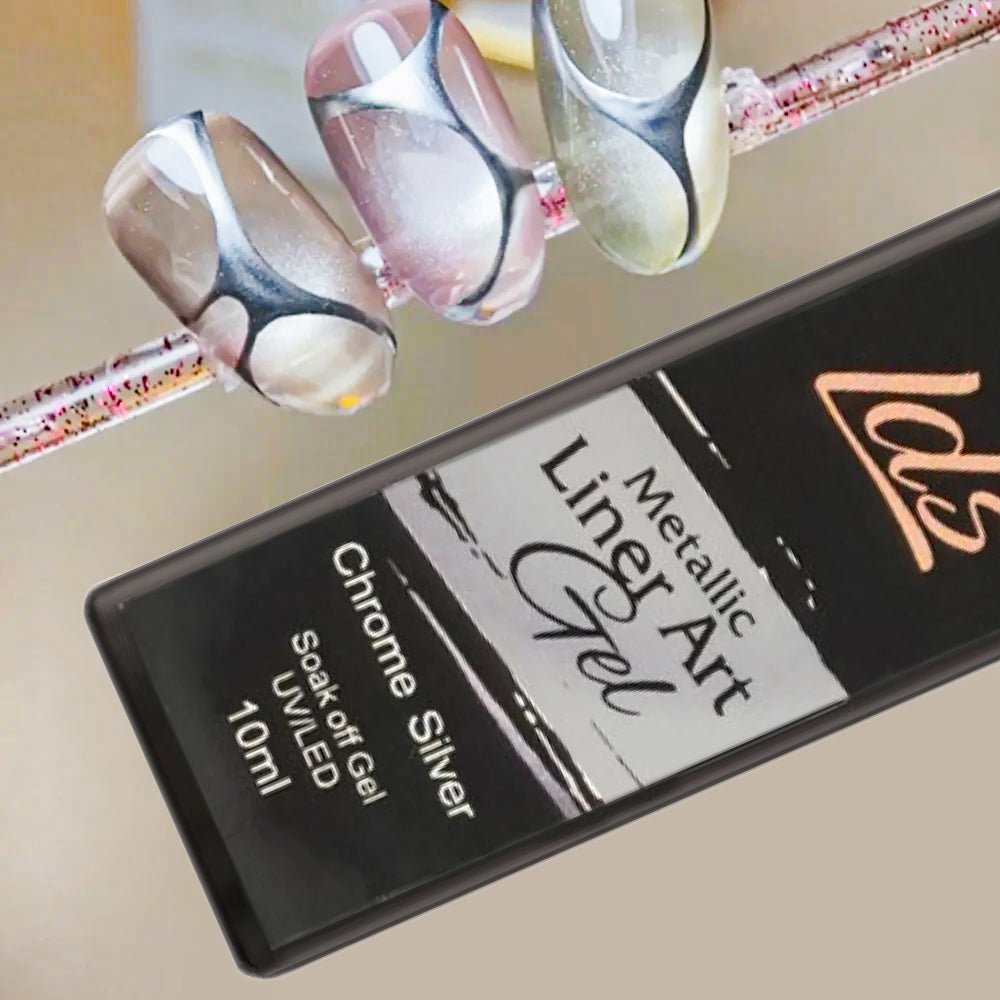 LDS Metallic Line Art Gel - Chrome Silver UV/LED - DTK Nail Supply