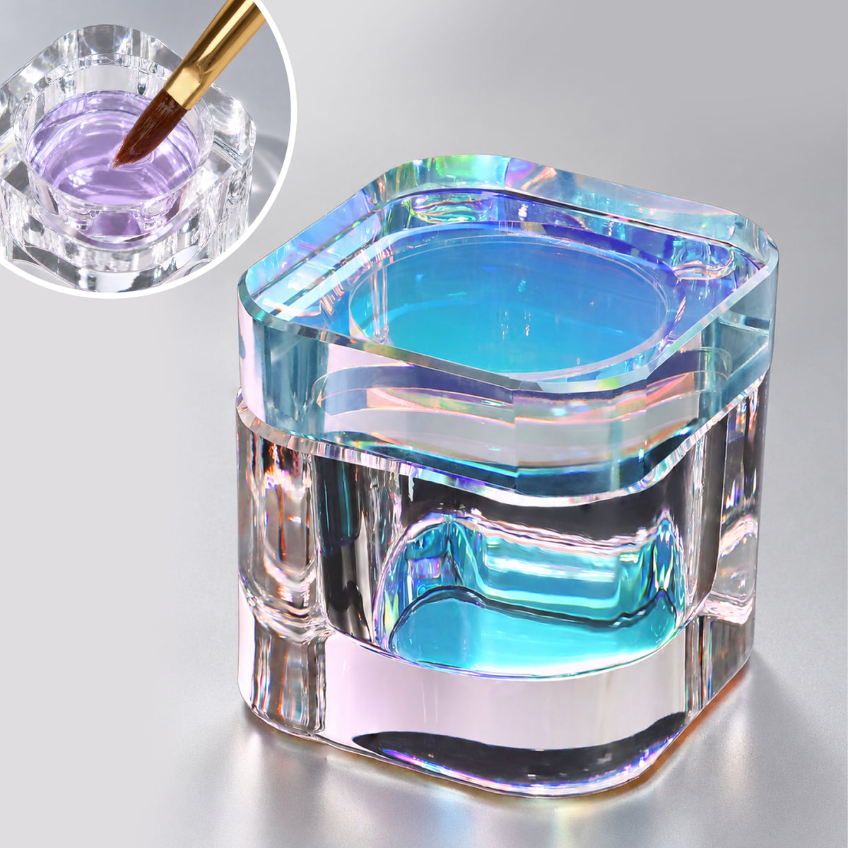 Nail Liquid Cup with Brush Rest, Blue
