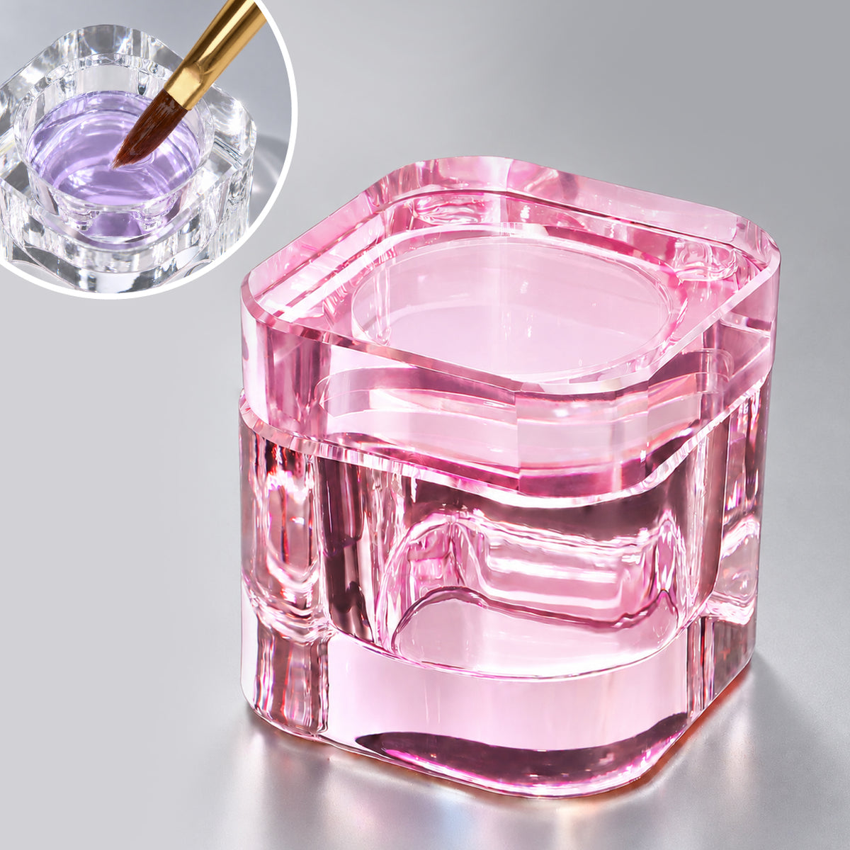 Nail Liquid Cup with Brush Rest, Pink