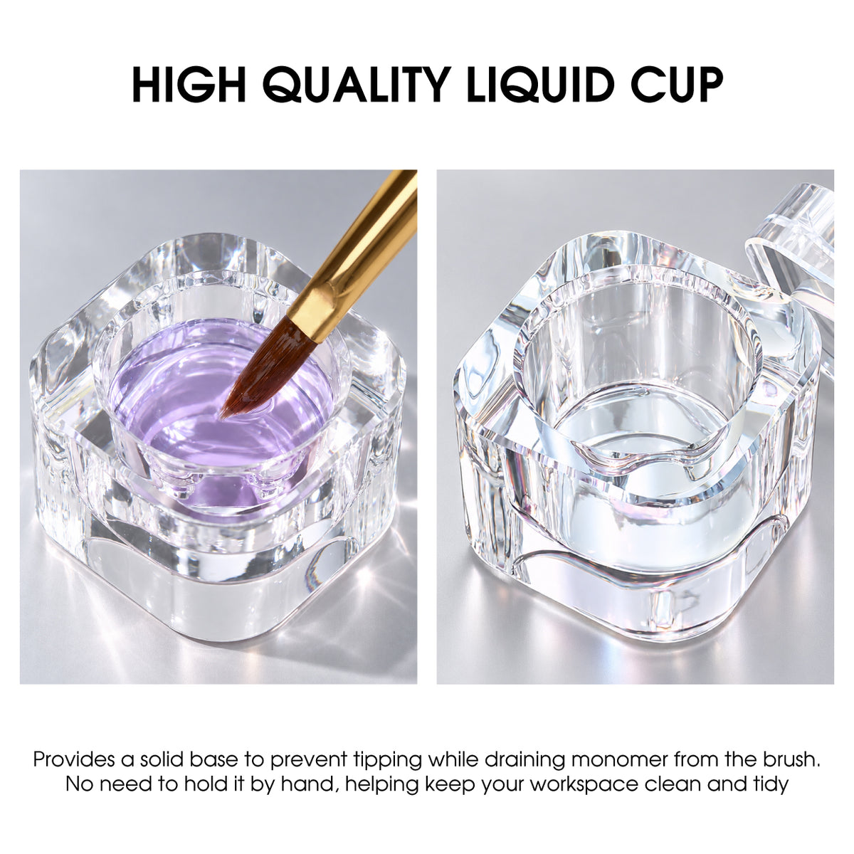 Nail Liquid Cup with Brush Rest, Blue