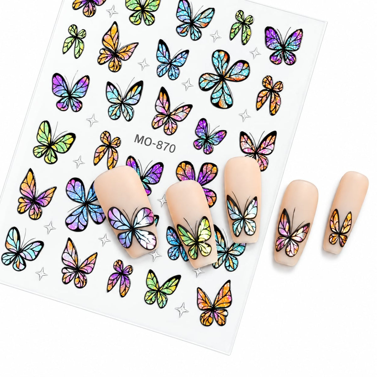 Butterfly Nail Art Stickers MO-870 - Multicolor