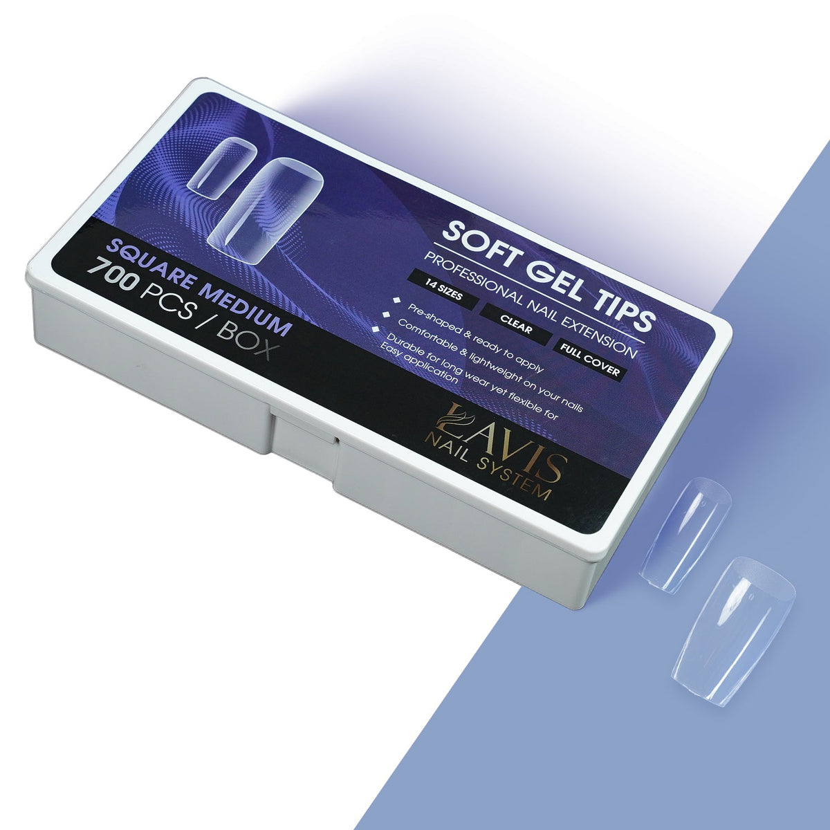LAVIS Square Medium - 14 Sizes Clear - Soft Gel Tips