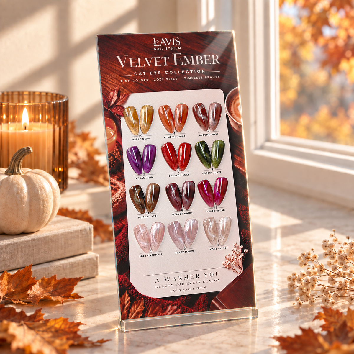 LAVIS Cat Eye Velvet Ember Set, 12 Colors
