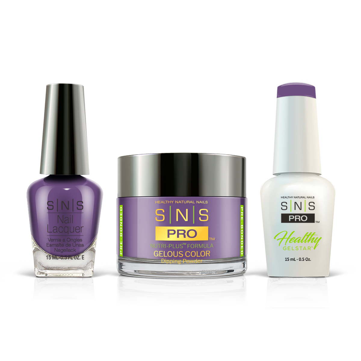 SNS 3-in-1 Set #046 Mauve: dip powder jar, GelStar gel polish and nail lacquer bottles, Beige Book Collection