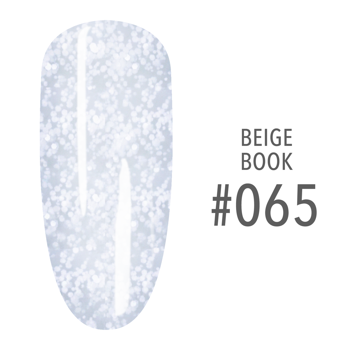 SNS Beige Book #065 White Glitter swatch on a nail tip