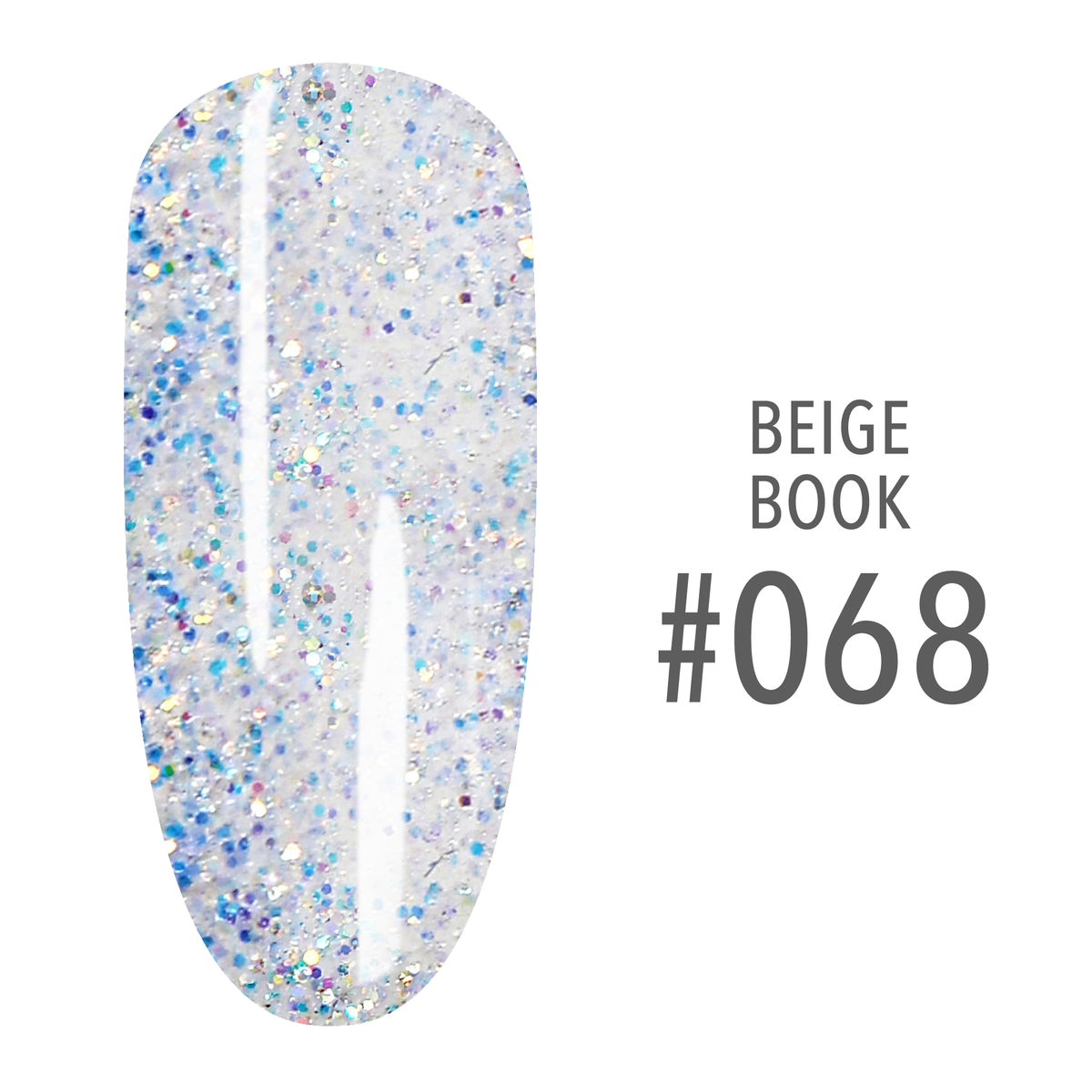 SNS Beige Book #068 Ice Blue Glitter swatch on a nail tip