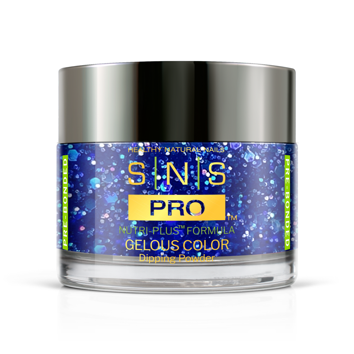 SNS Dip & Acrylic Powder #069 Blue Glitter 1.5 oz jar, Beige Book Collection