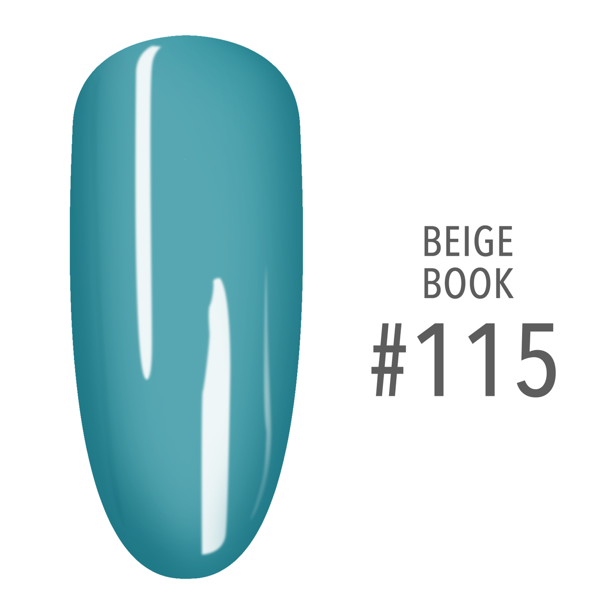 SNS Beige Book #115 Teal swatch on a nail tip