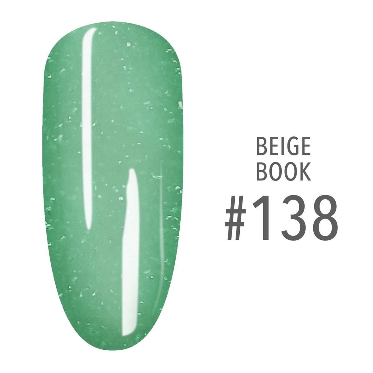 SNS Beige Book #138 Green swatch on a nail tip