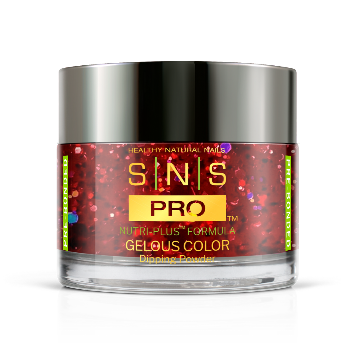 SNS Dip & Acrylic Powder #140 Deep Red Glitter 1.5 oz jar, Beige Book Collection