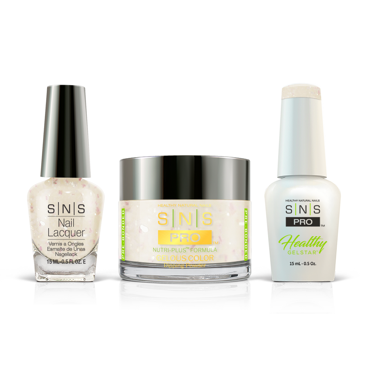 SNS 3-in-1 Set #141 Light Nude: dip powder jar, GelStar gel polish and nail lacquer bottles, Beige Book Collection