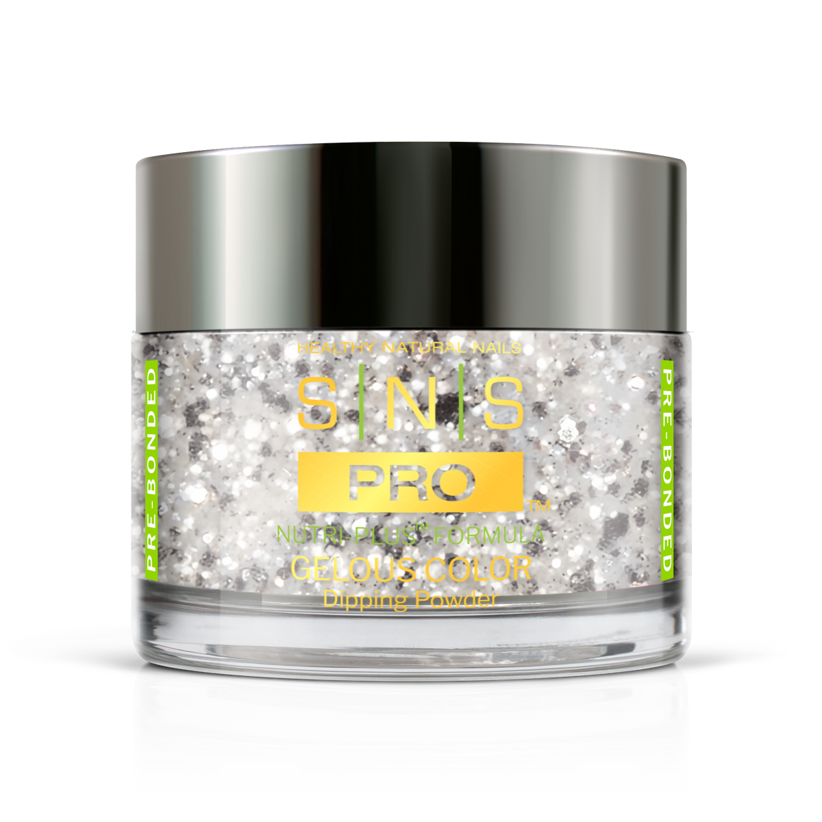 SNS Dip & Acrylic Powder #143 Light Gray Glitter 1.5 oz jar, Beige Book Collection