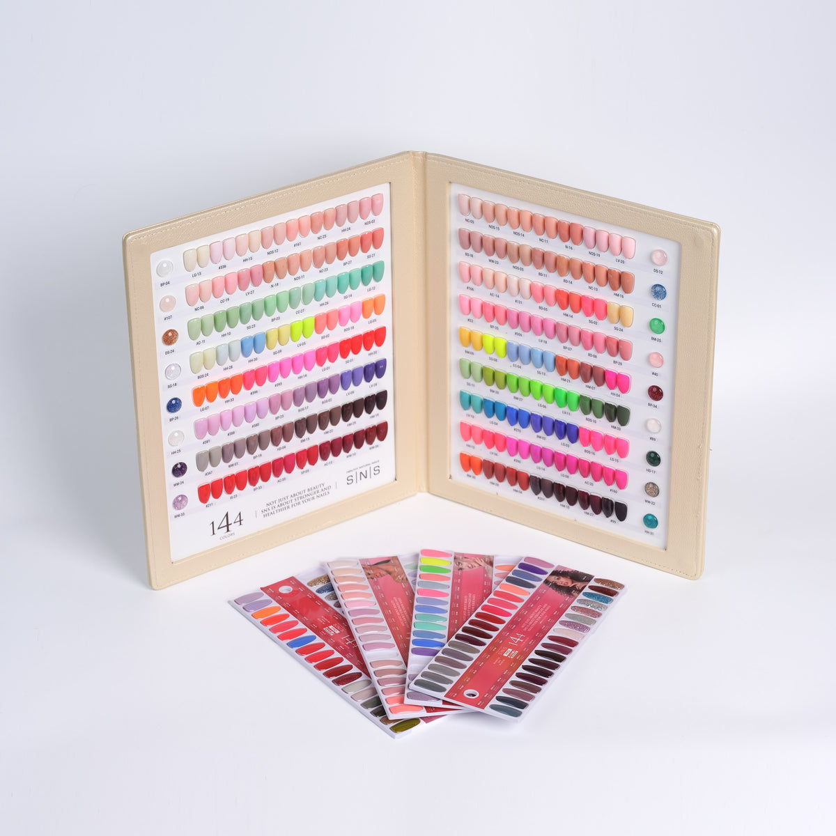 SNS Beige Book color book with 144 tip swatches and swatch sticks, the shade range of the 3-in-1 full set