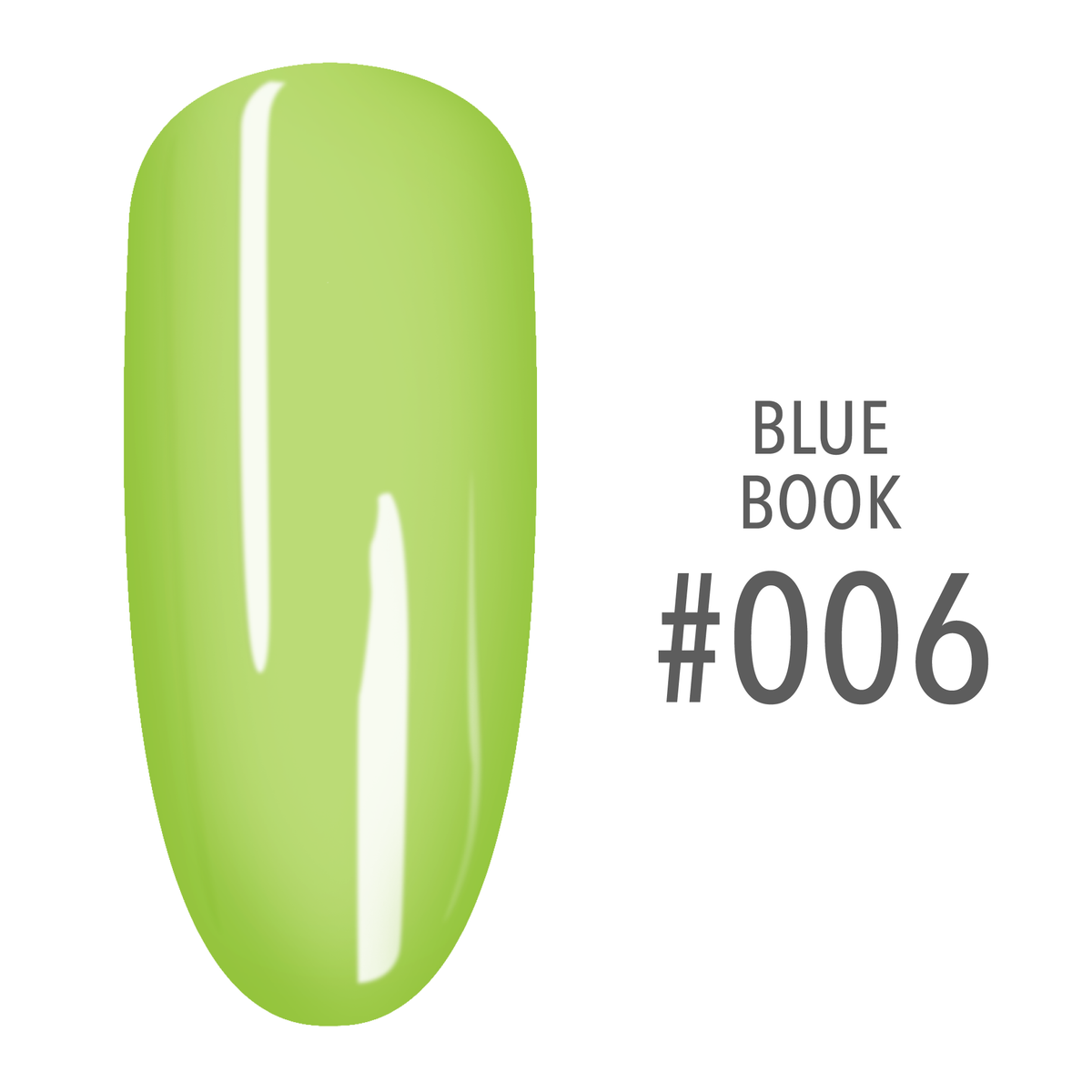 SNS Blue Book #006 Lime Green swatch on a nail tip