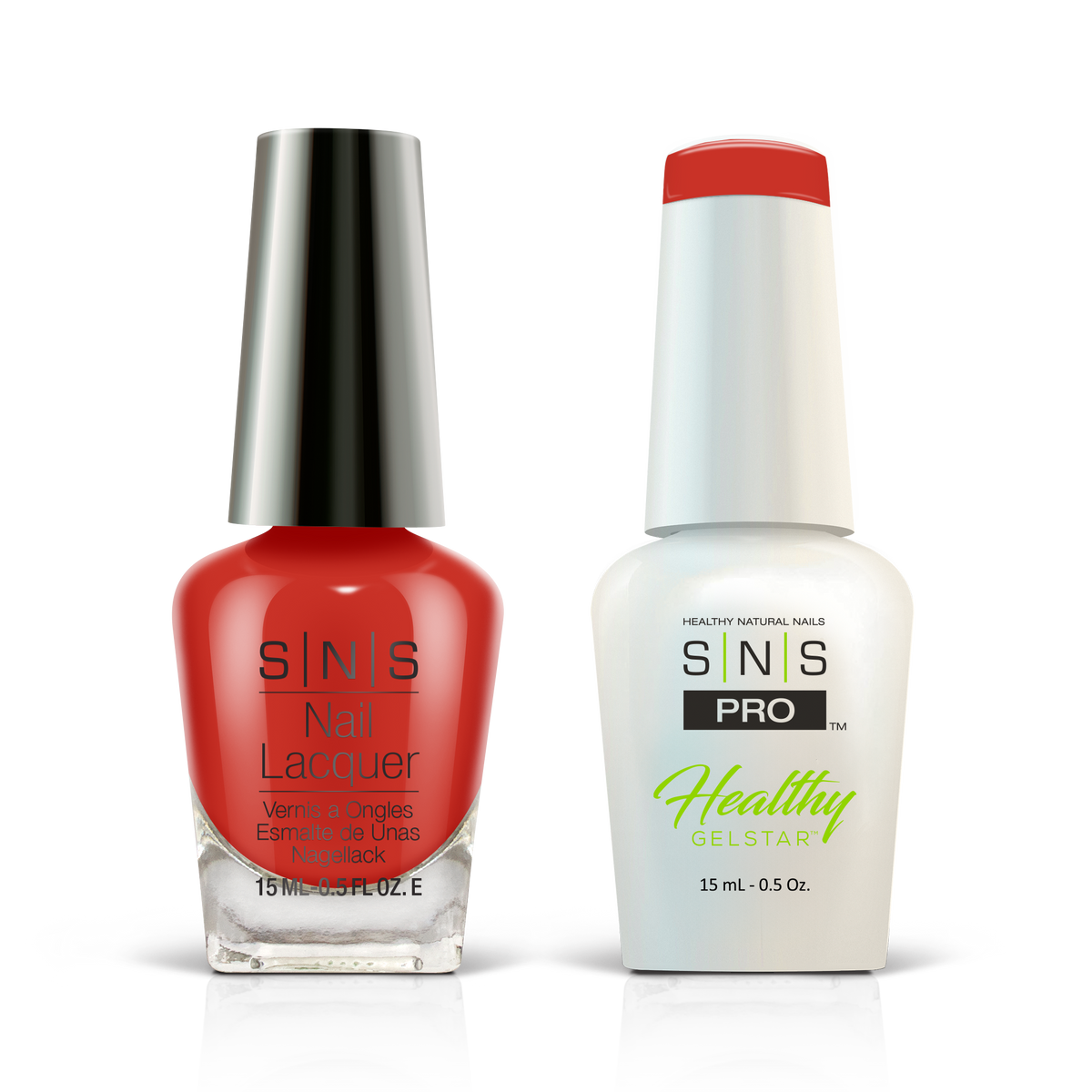 SNS Blue Book #032 red GelStar gel and nail lacquer duo, 0.5 oz each