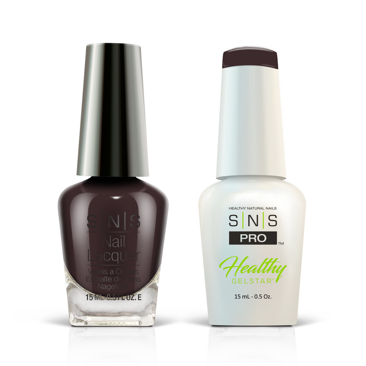 SNS Blue Book #059 dark brown GelStar gel and nail lacquer duo, 0.5 oz each