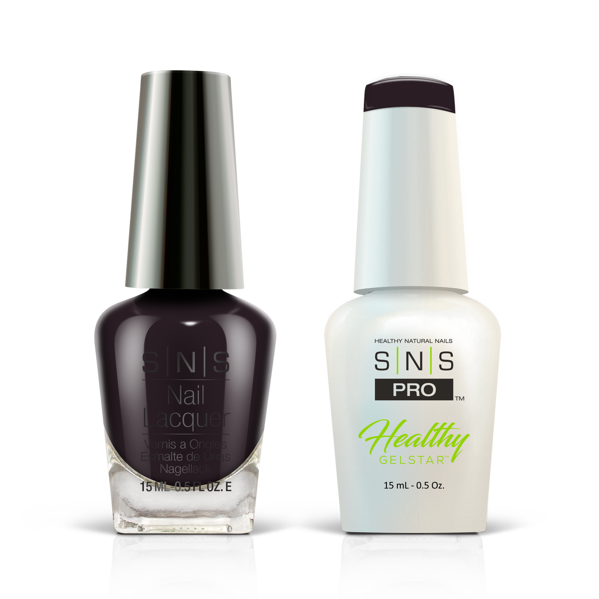 SNS Blue Book #062 black plum GelStar gel and nail lacquer duo, 0.5 oz each