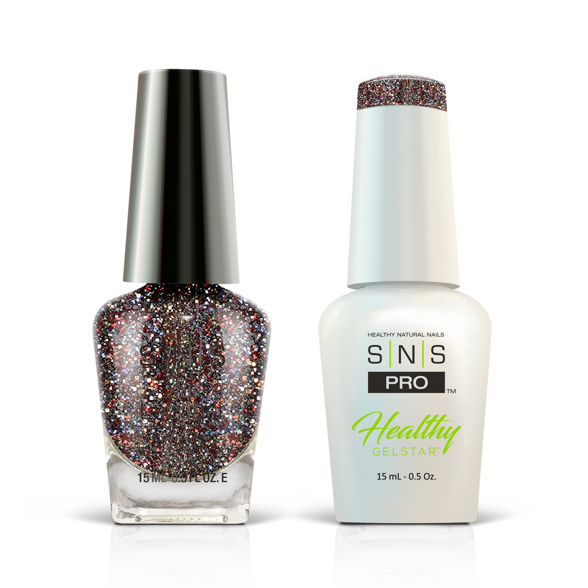 SNS Blue Book #066 bronze glitter GelStar gel and nail lacquer duo, 0.5 oz each