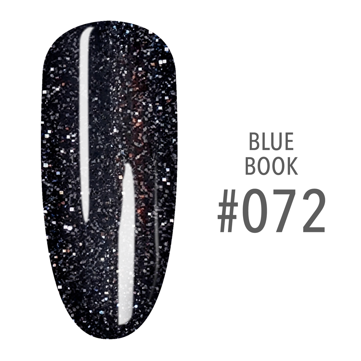 SNS Blue Book #072 Navy Blue Glitter swatch on a nail tip
