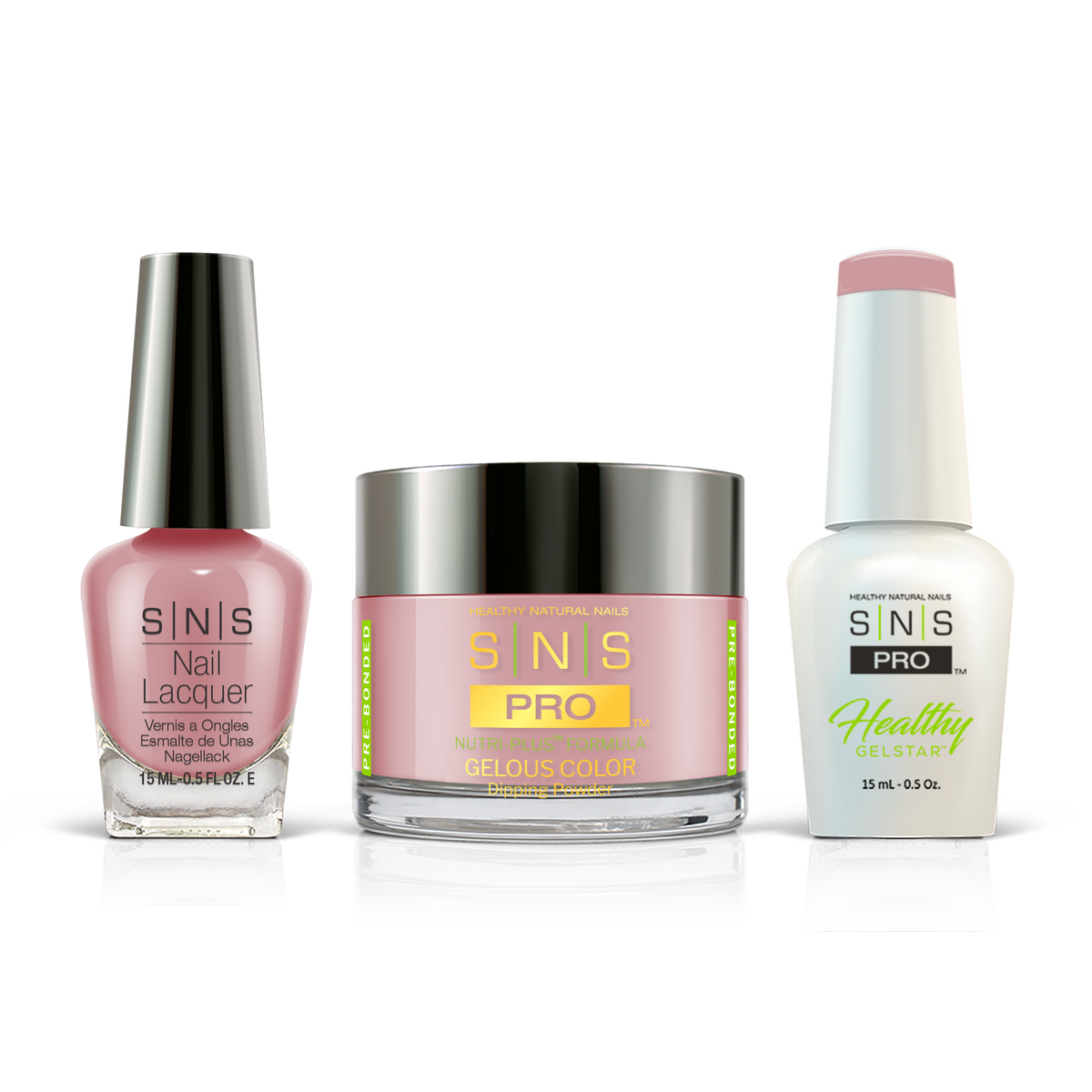 SNS Blue Book #085 dusty rose 3-in-1 set: dipping powder, GelStar gel and nail lacquer