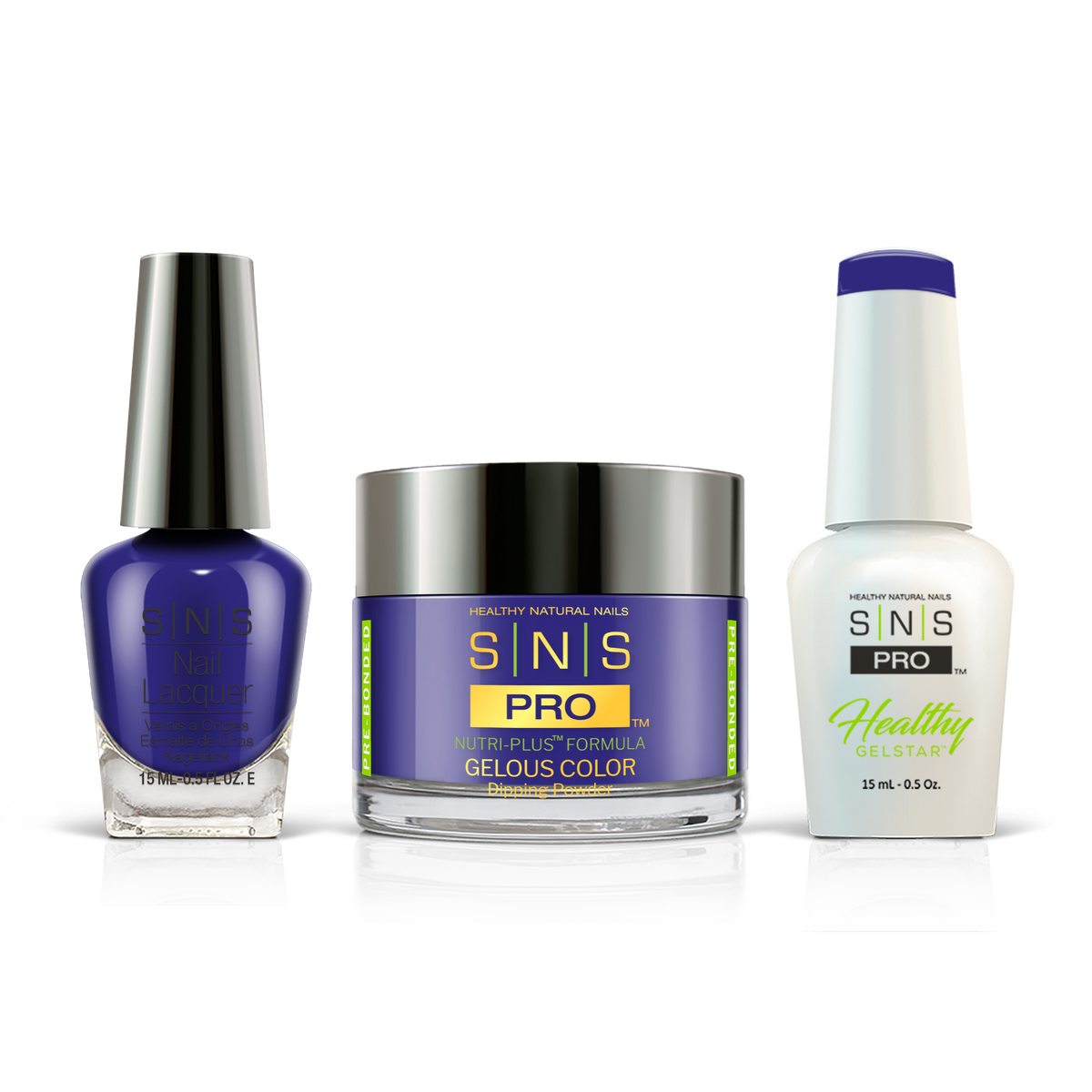 SNS 3-in-1 Set #109 Blue: dip powder jar, GelStar gel polish and nail lacquer bottles, Blue Book Collection