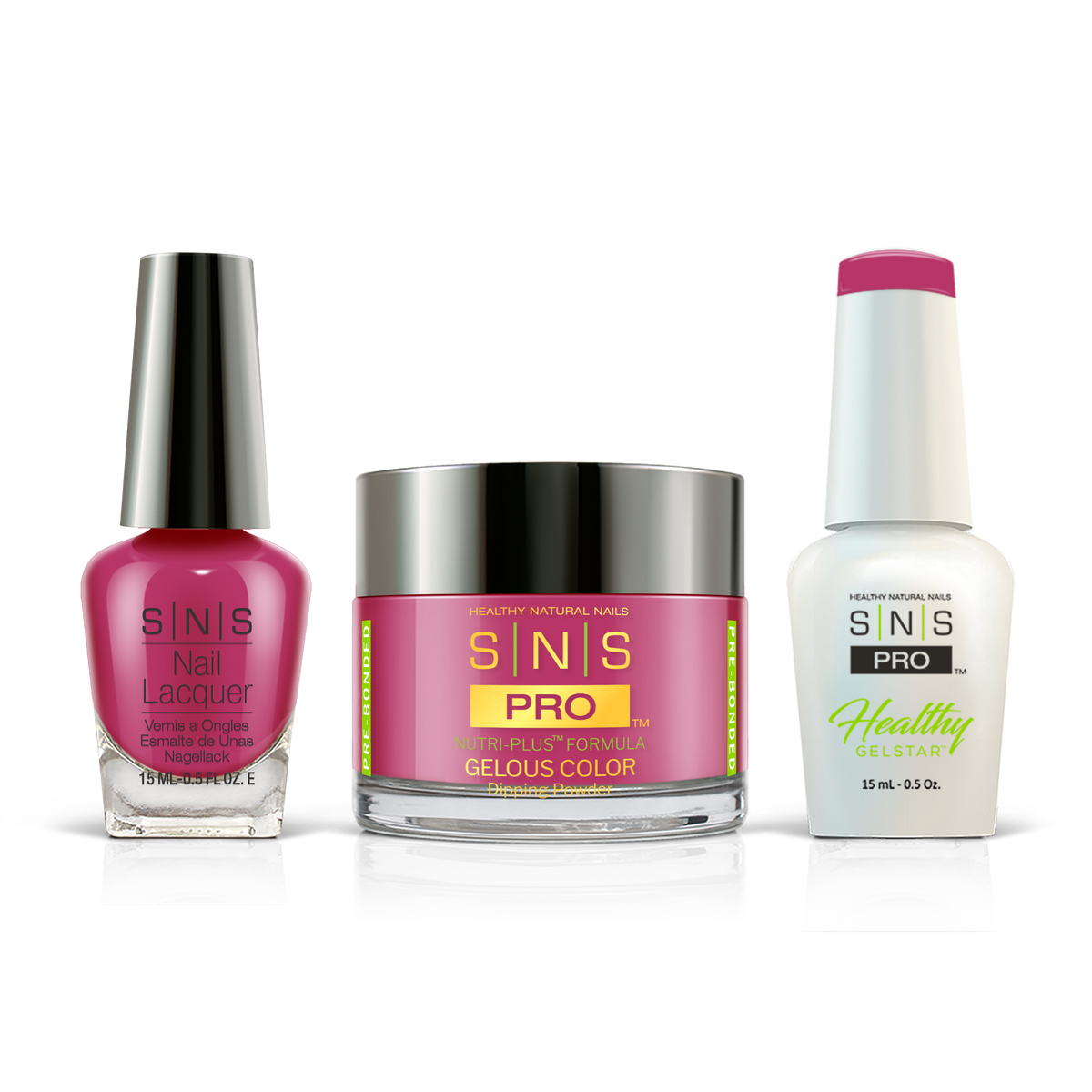 SNS 3-in-1 Set #111 Dusty Pink: dip powder jar, GelStar gel polish and nail lacquer bottles, Blue Book Collection