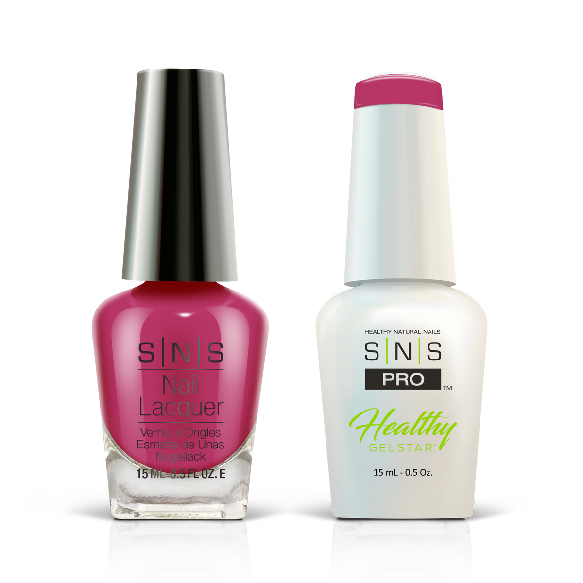 SNS Blue Book #111 raspberry pink GelStar gel and nail lacquer duo, 0.5 oz each