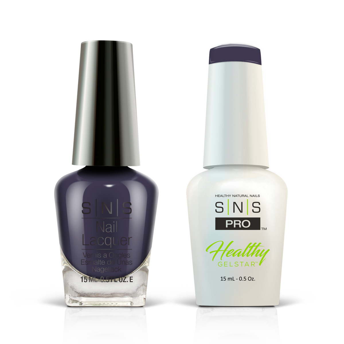 SNS Blue Book #124 midnight navy GelStar gel and nail lacquer duo, 0.5 oz each