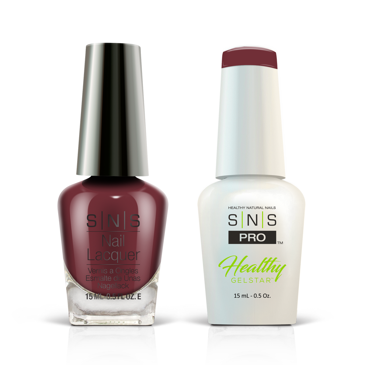 SNS Blue Book #127 burgundy GelStar gel and nail lacquer duo, 0.5 oz each