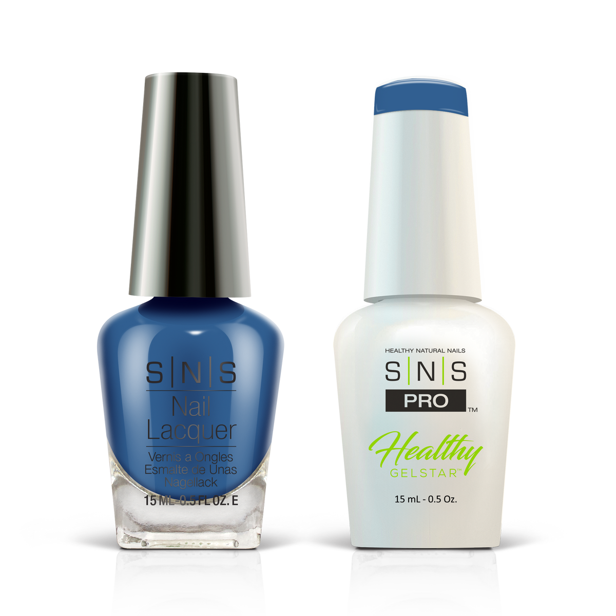 SNS Blue Book #132 denim blue GelStar gel and nail lacquer duo, 0.5 oz each