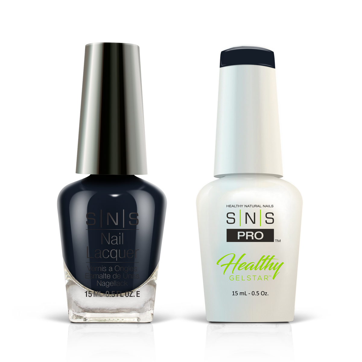 SNS Blue Book #135 midnight navy GelStar gel and nail lacquer duo, 0.5 oz each