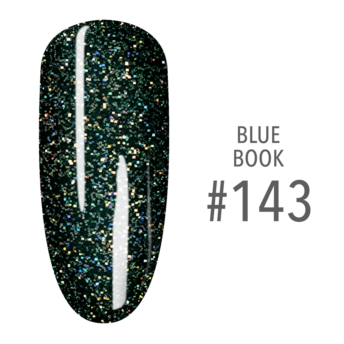 SNS Blue Book #143 Deep Teal Glitter swatch on a nail tip