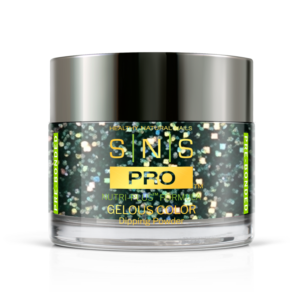 SNS Pro Gelous Color dipping powder jar, 1.5 oz, Blue Book #143 emerald green glitter
