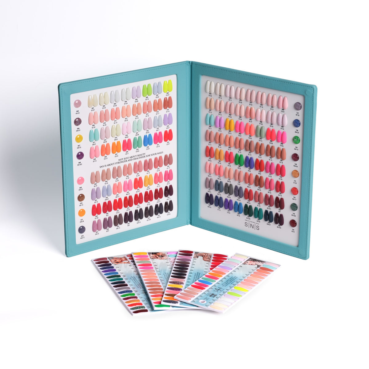 SNS Blue Book color book with 144 tip swatches and swatch sticks, the shade range of the 3-in-1 full set
