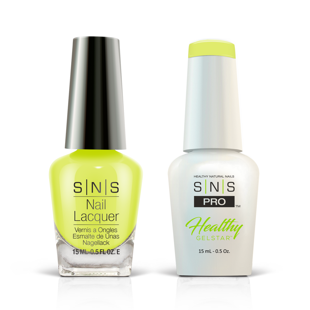 SNS Burgundy Book #020 lime yellow GelStar gel and nail lacquer duo, 0.5 oz each