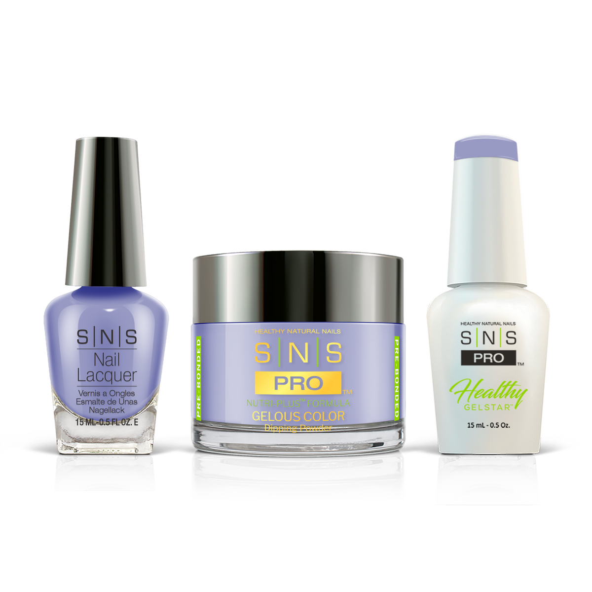 SNS Burgundy Book #025 periwinkle blue 3-in-1 set: dipping powder, GelStar gel and nail lacquer