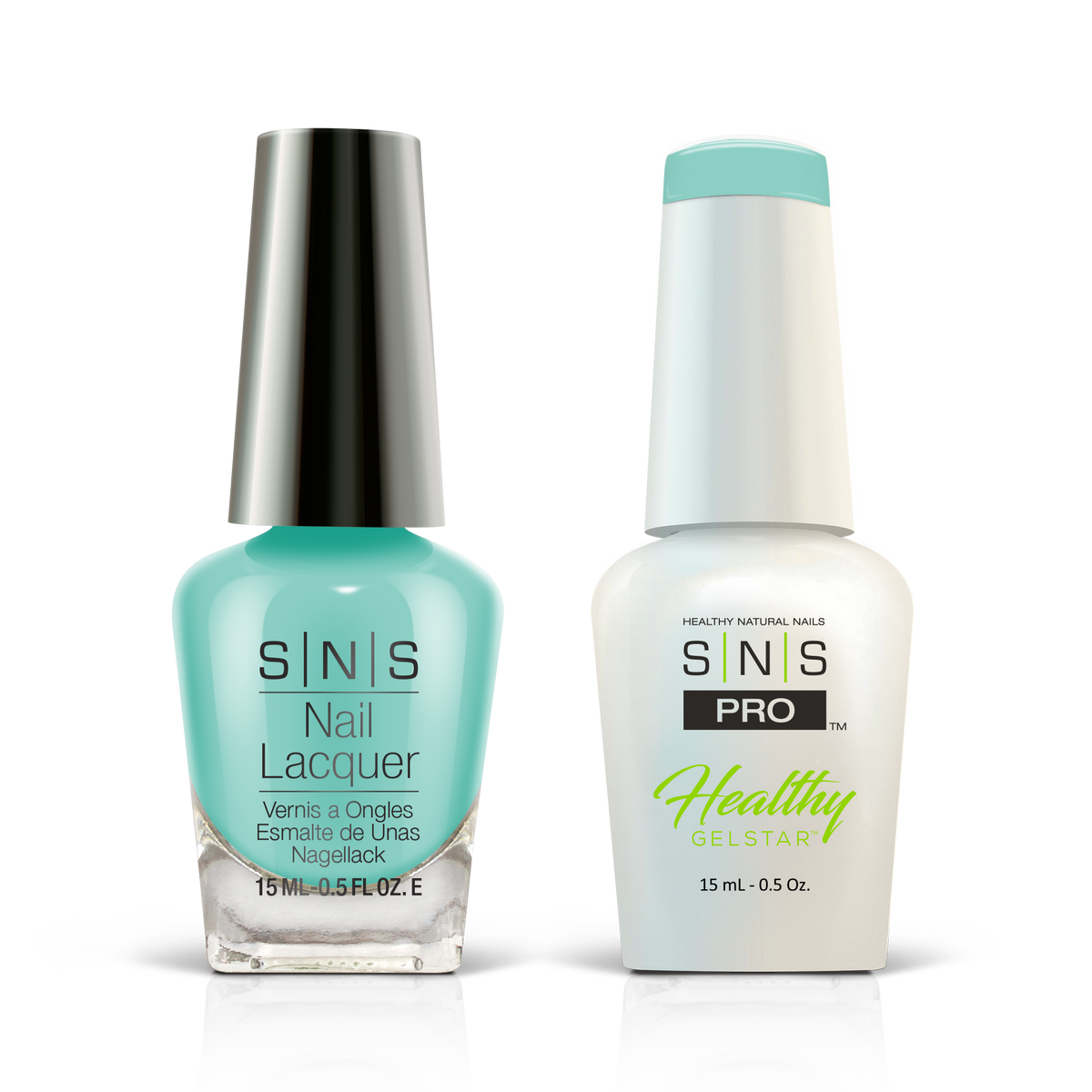 SNS Burgundy Book #028 mint aqua GelStar gel and nail lacquer duo, 0.5 oz each
