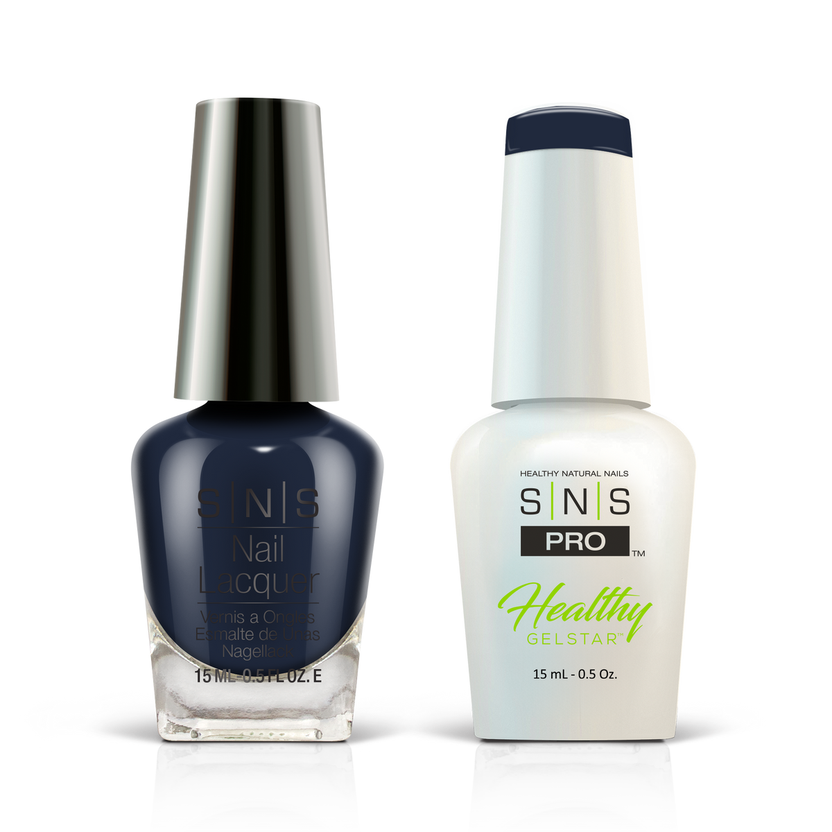 SNS Gel & Lacquer Duo #057 Navy Blue: SNS Nail Lacquer and Pro Healthy GelStar gel polish bottles, Burgundy Book Collection