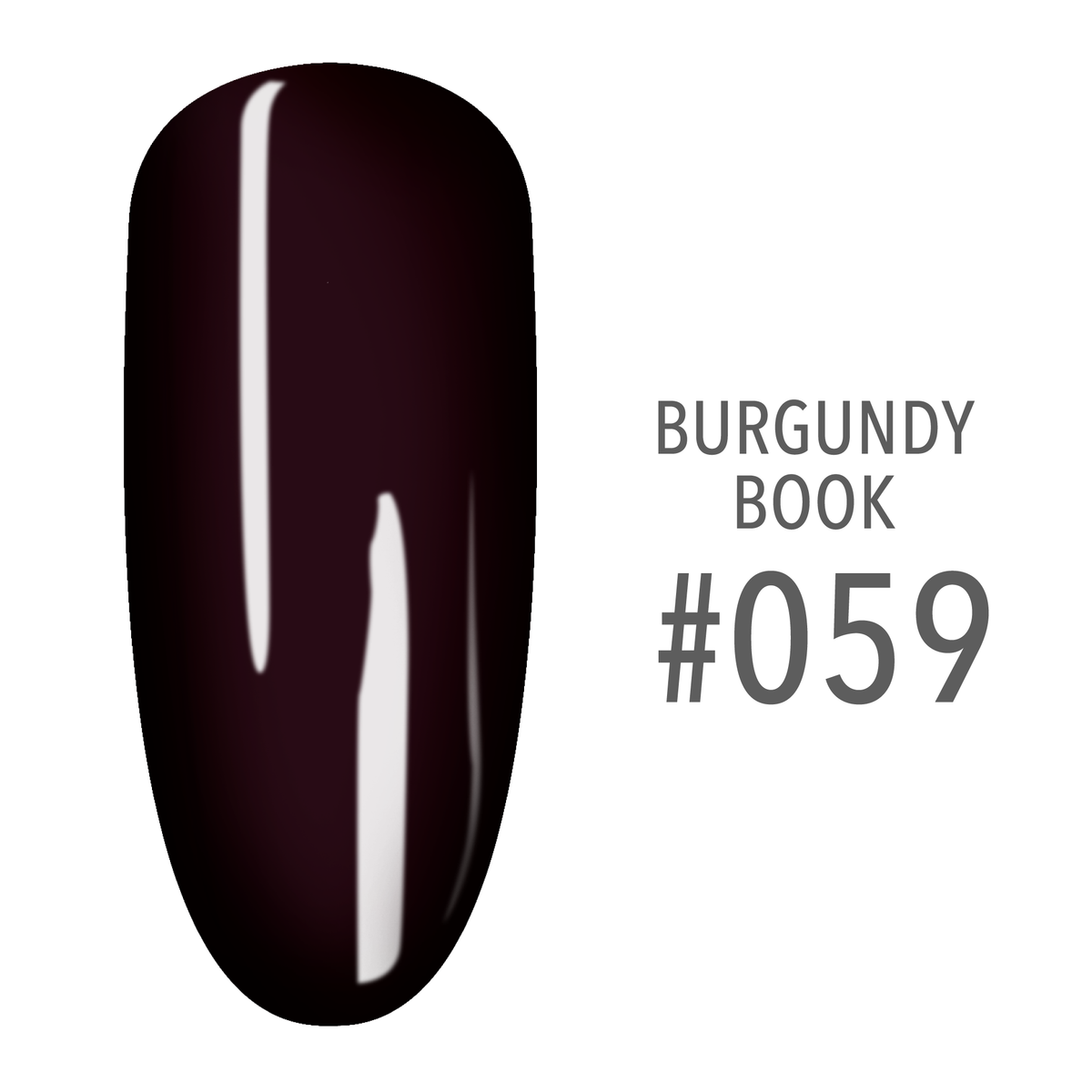 SNS Burgundy Book #059 Black swatch on a nail tip
