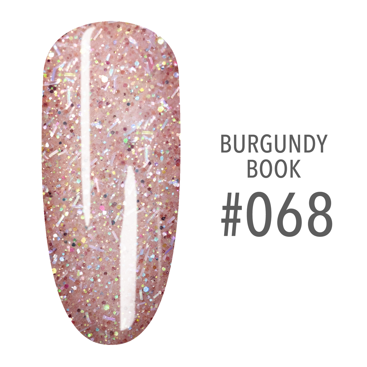 SNS Burgundy Book #068 Soft Pink Glitter swatch on a nail tip