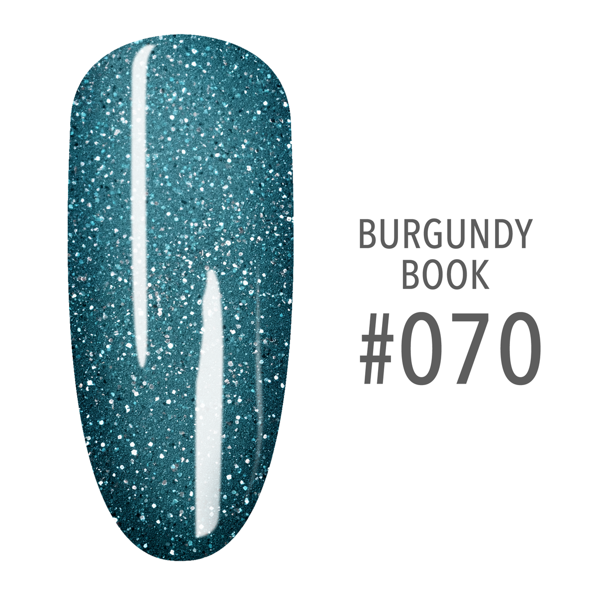 SNS Burgundy Book #070 Teal Glitter swatch on a nail tip