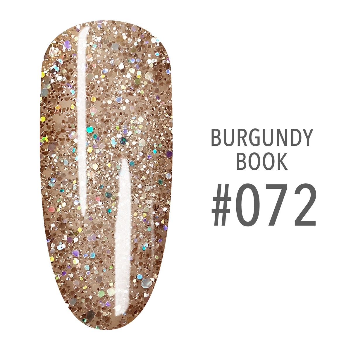 SNS Burgundy Book #072 Nude Beige Glitter swatch on a nail tip